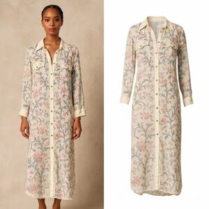 Sundance Layered Cotton Modal Button Up Dress Western Boho Resort Vacay Med NEW